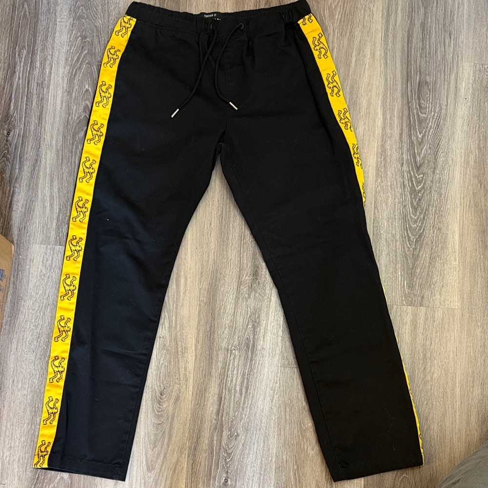 Airwalk Black Joggers with Yellow Graphic Stripes